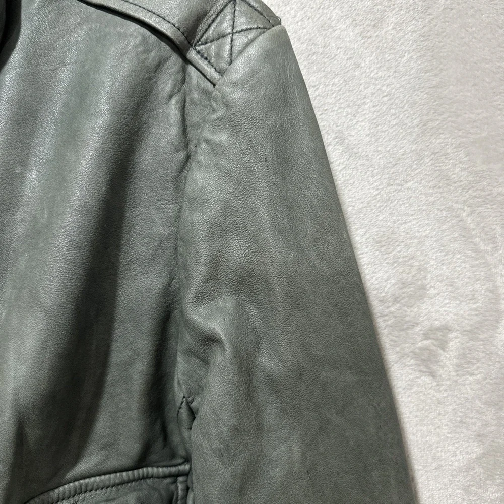 Vintage‎ 90s BANANA REPUBLIC Grey Leather Jacket Men's Size M Bomber Aviator